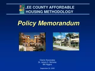 LEE COUNTY AFFORDABLE HOUSING METHODOLOGY
