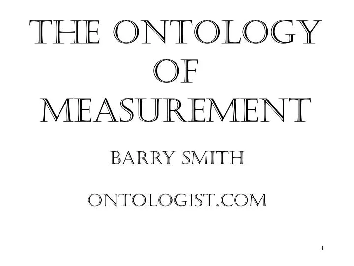 the ontology of measurement