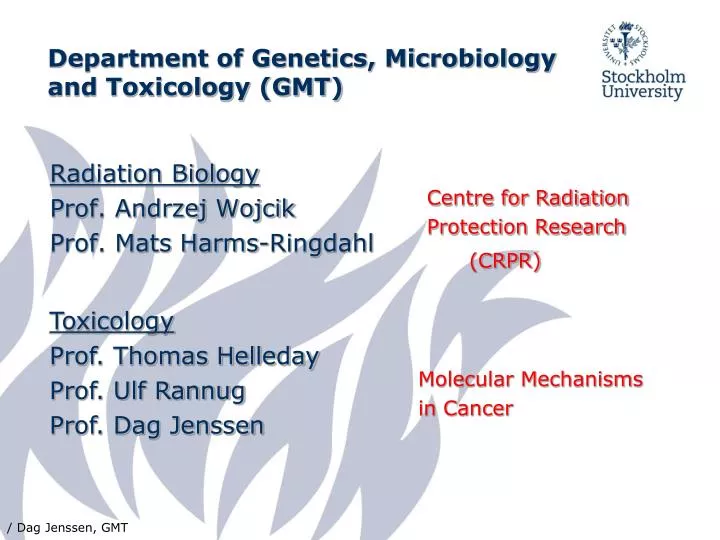 department of genetics microbiology and toxicology gmt