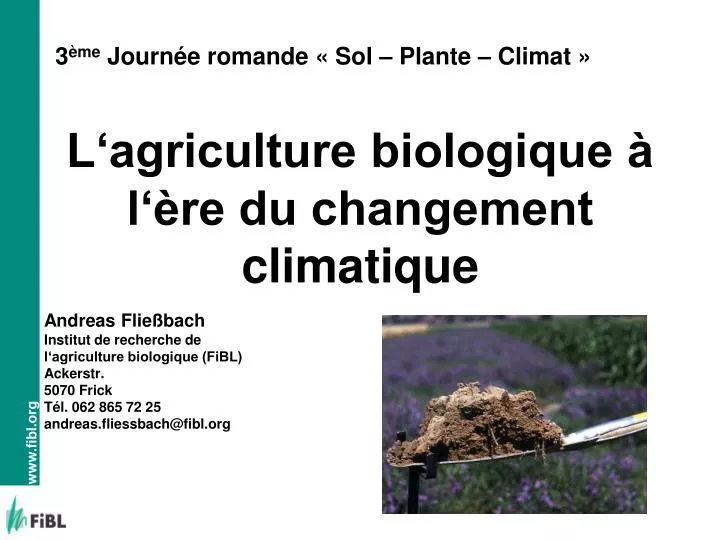 l agriculture biologique l re du changement climatique