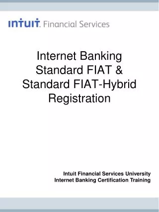 Internet Banking Standard FIAT &amp; Standard FIAT-Hybrid Registration