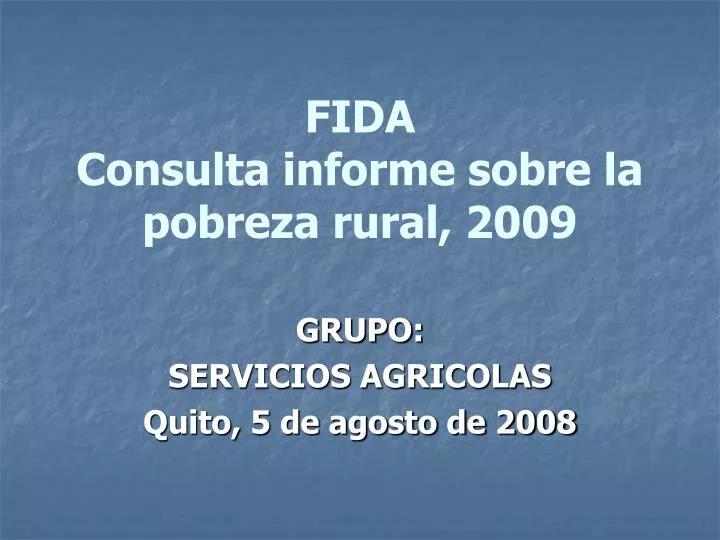 fida consulta informe sobre la pobreza rural 2009