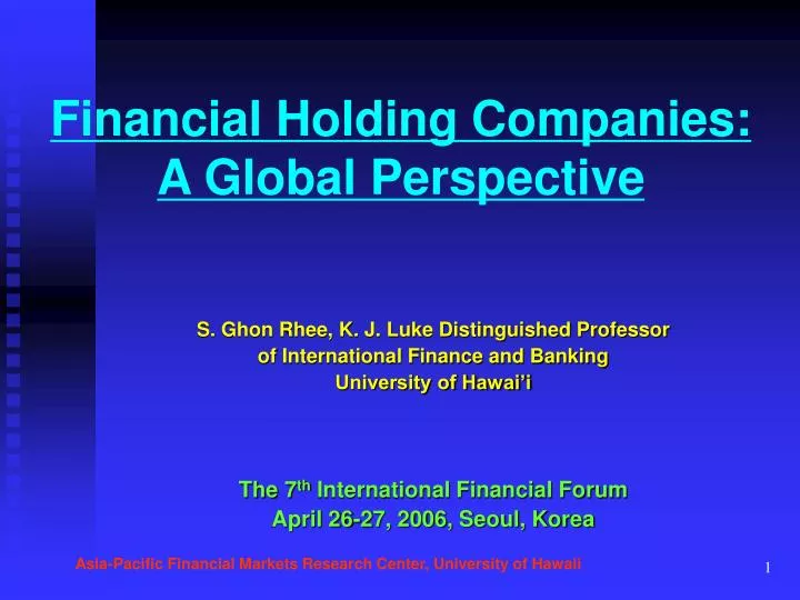 financial holding companies a global perspective
