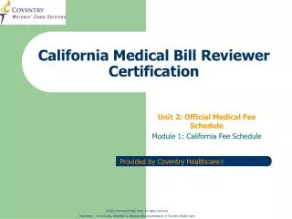 California Medical Bill Reviewer Certification