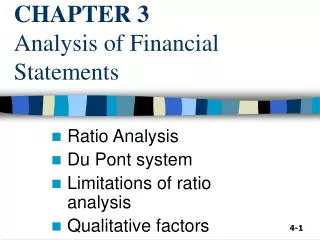 CHAPTER 3 Analysis of Financial Statements