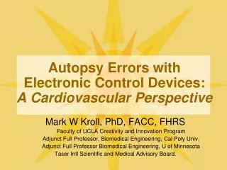 Autopsy Errors with Electronic Control Devices: A Cardiovascular Perspective