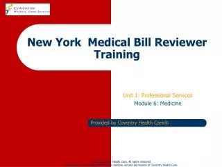 New York Medical Bill Reviewer Training