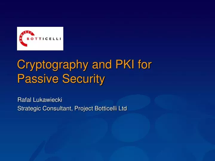cryptography and pki for passive security