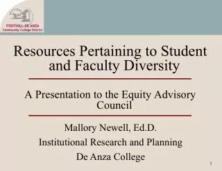 Resources Pertaining to Student and Faculty Diversity