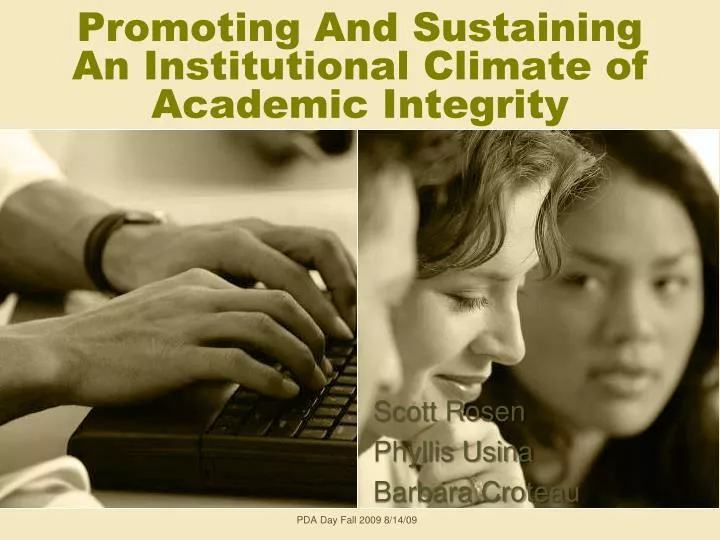 promoting and sustaining an institutional climate of academic integrity