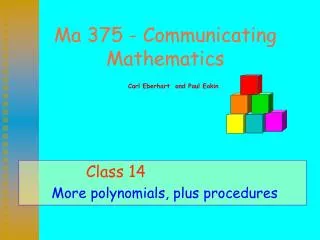 Ma 375 - Communicating Mathematics