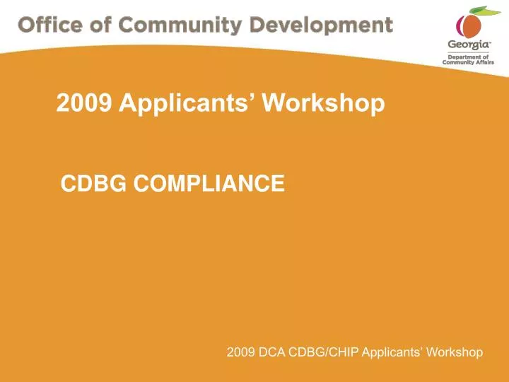 2009 applicants workshop