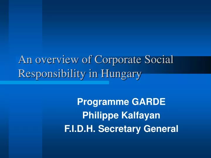 an overview of corporate social responsibility in hungary
