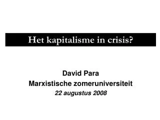 het kapitalisme in crisis
