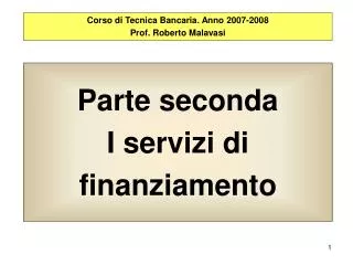 parte seconda i servizi di finanziamento