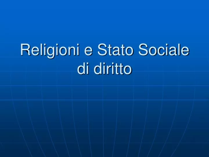 religioni e stato sociale di diritto