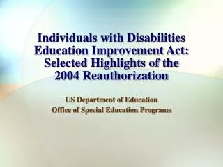 US Department of Education Office of Special Education Programs