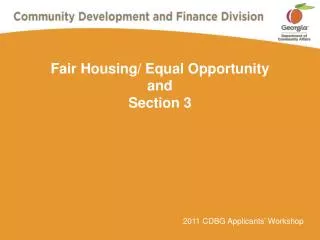 Fair Housing/ Equal Opportunity and Section 3