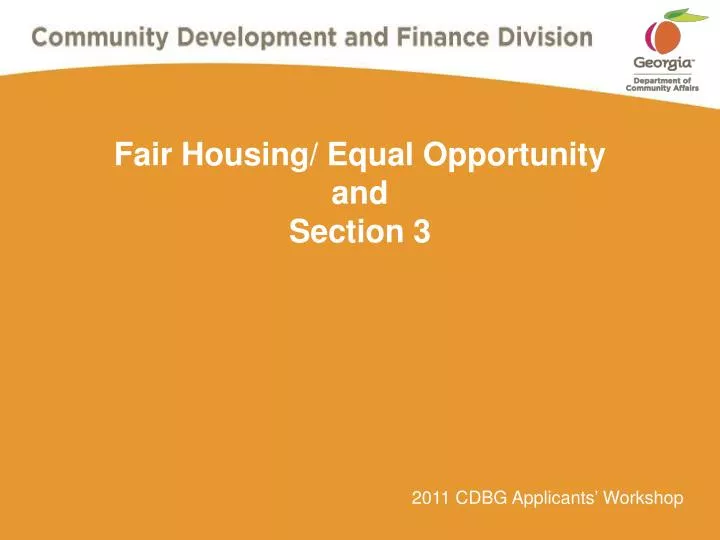 fair housing equal opportunity and section 3