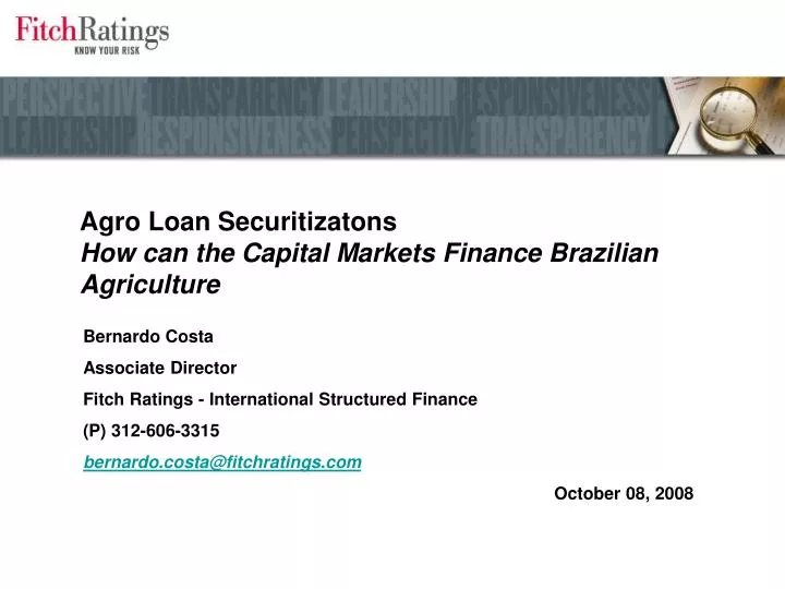 agro loan securitizatons how can the capital markets finance brazilian agriculture