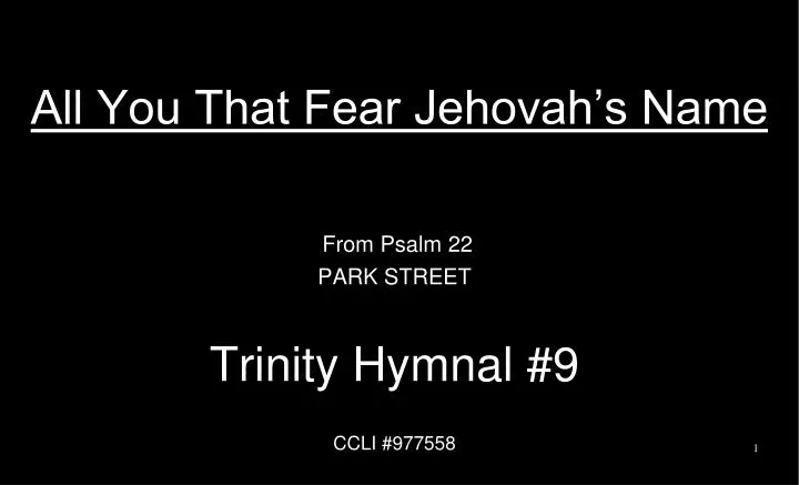 all you that fear jehovah s name