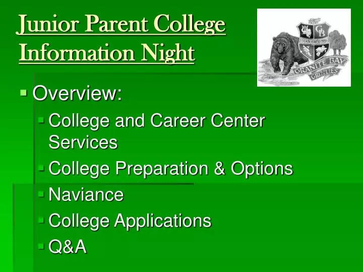 junior parent college information night