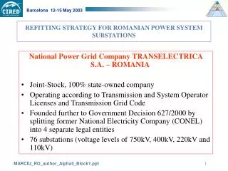 REFITTING STRATEGY FOR ROMANIAN POWER SYSTEM SUBSTATIONS