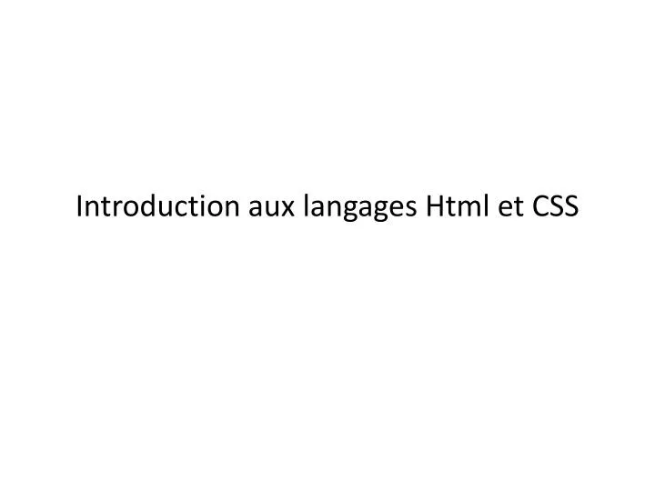 introduction aux langages html et css
