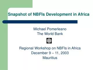 Snapshot of NBFIs Development in Africa