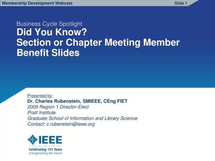 business cycle spotlight did you know section or chapter meeting member benefit slides