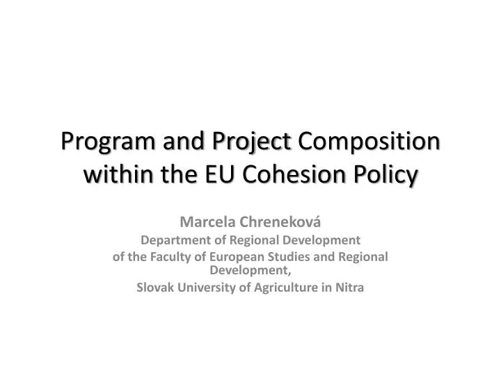 program and project composition within the eu cohesion policy