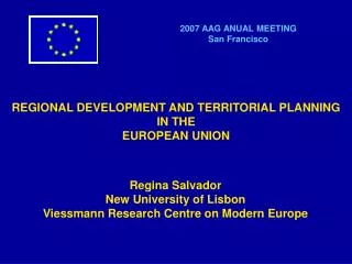 REGIONAL DEVELOPMENT AND TERRITORIAL PLANNING IN THE EUROPEAN UNION