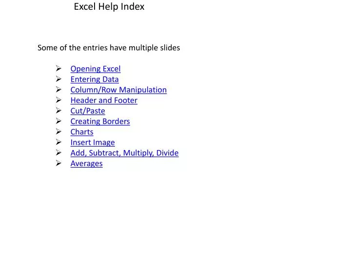 excel help index