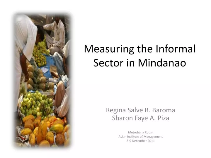 measuring the informal sector in mindanao