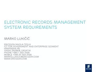 Electronic Records Management System Requirements