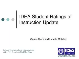 IDEA Student Ratings of Instruction Update