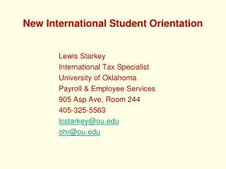 New International Student Orientation