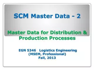 SCM Master Data - 2 Theories &amp; Concepts