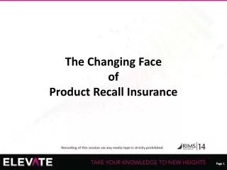 The Changing Face of Product Recall Insurance