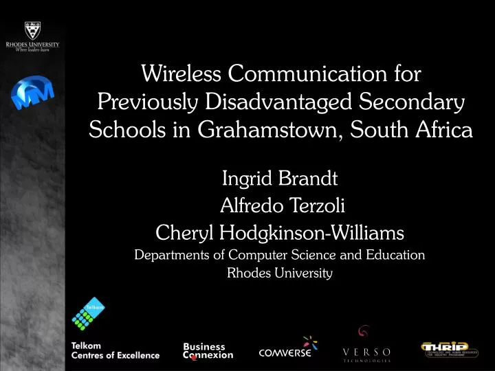 wireless communication for previously disadvantaged secondary schools in grahamstown south africa