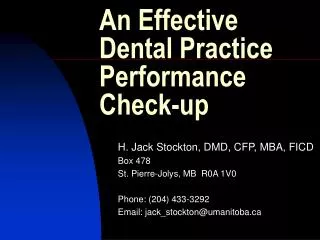 An Effective Dental Practice Performance Check-up
