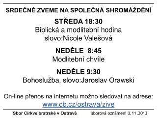 sbor c rkve bratrsk v ostrav s borov ozn men 3 11 2013