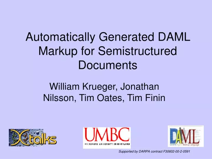 automatically generated daml markup for semistructured documents
