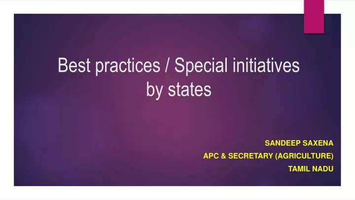 best practices special initiatives by states