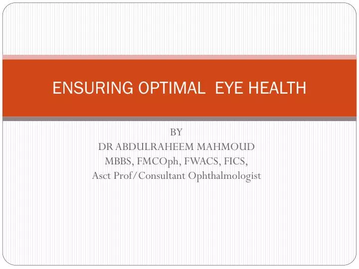 ensuring optimal eye health