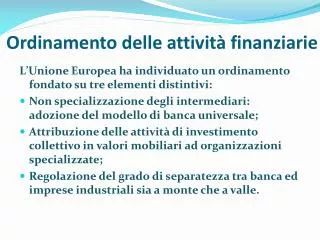 ordinamento delle attivit finanziarie