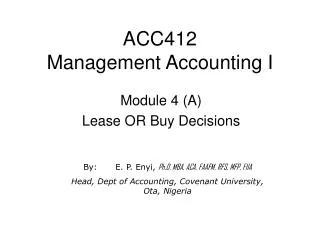 ACC412 Management Accounting I