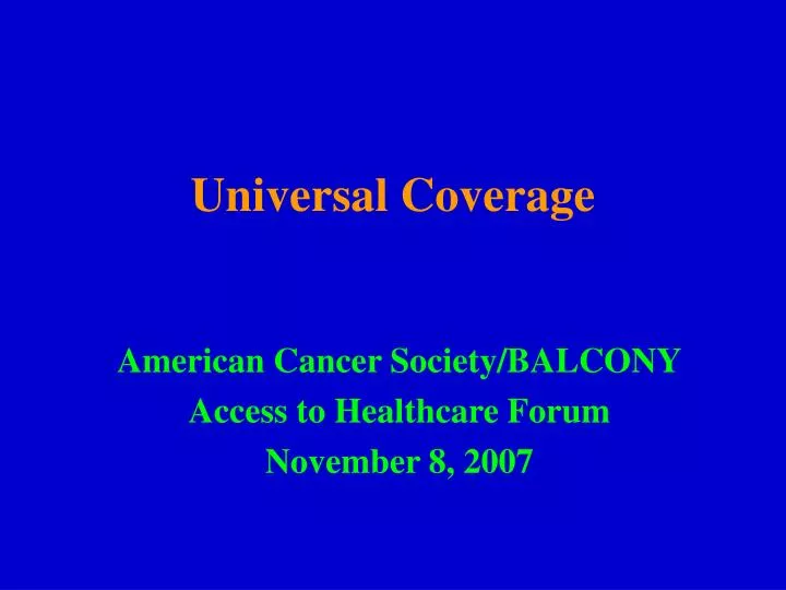 universal coverage