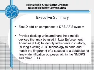 New Mexico AFIS FastID Upgrade Change Request Certification