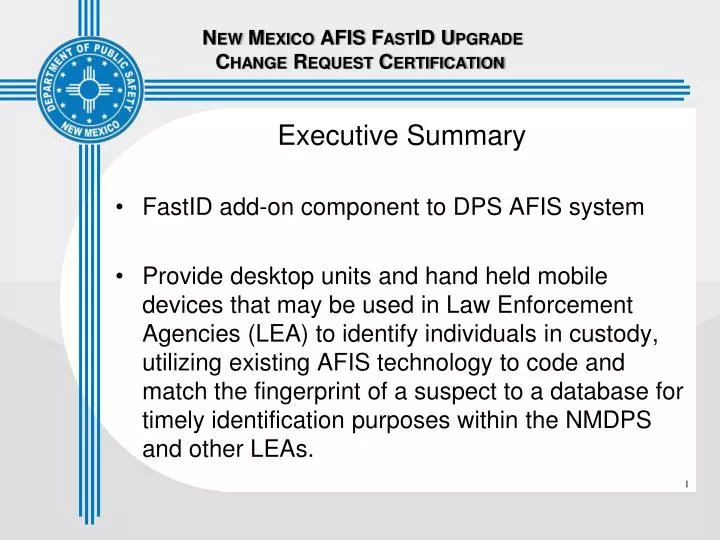 new mexico afis fastid upgrade change request certification